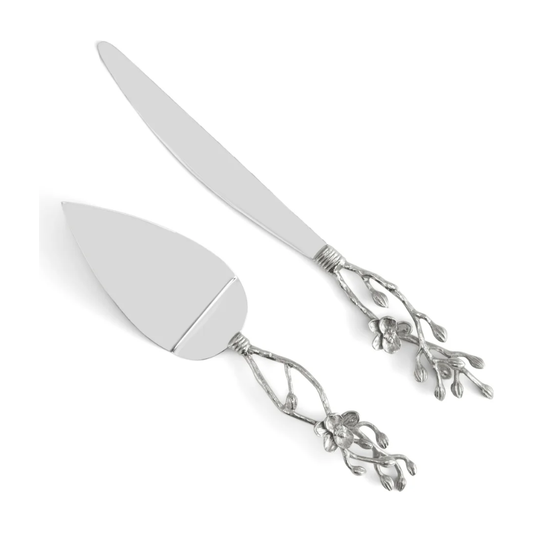 White Orchid Wedding Cake Serving Set