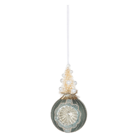 Frosted Sisal Tree on Reflector Ball Antique Blue