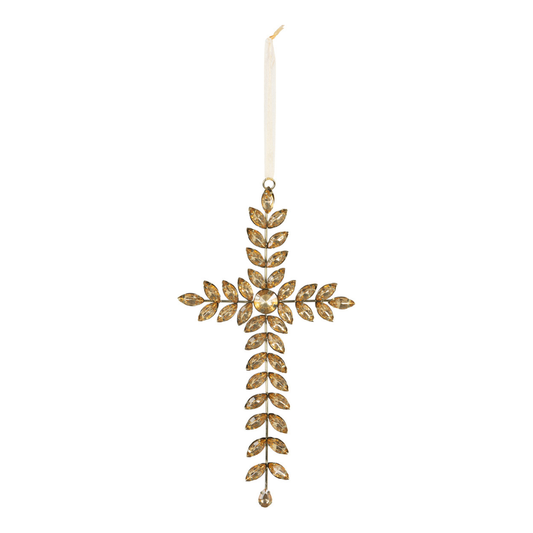 Gold Gem Cross Ornament