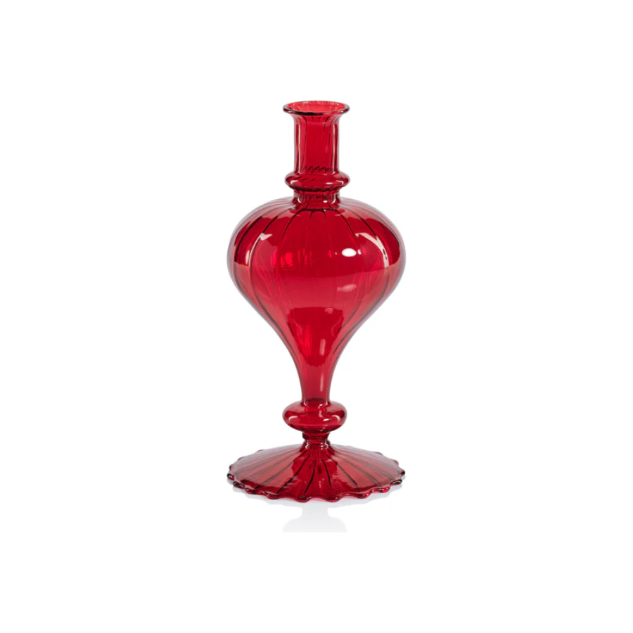 Venetian Spiral Vase Red Turnip Shape