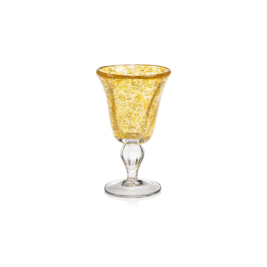 Antibes Wine Glass Yellow w/ Clear Base