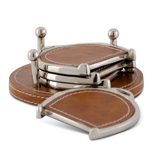 Leather Horse Bit Coasters Set/4