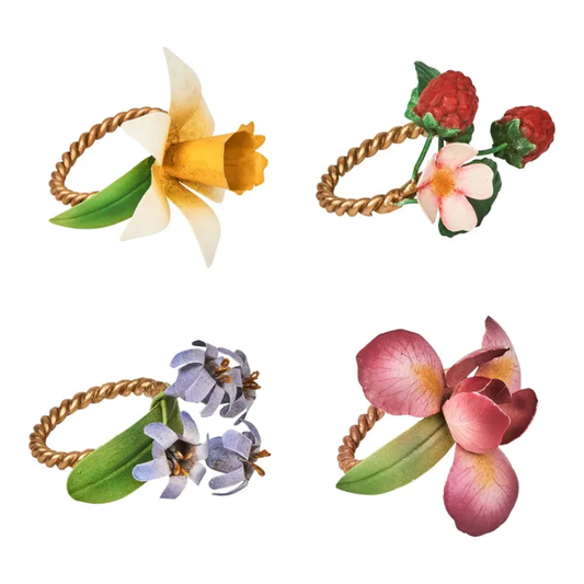 Meadow Walk Floral Napkin Rings Set/4