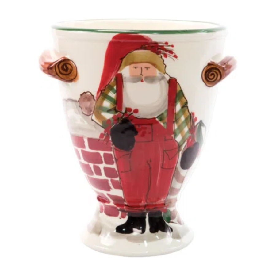 Old St Nick Footed Urn w/ Chimney