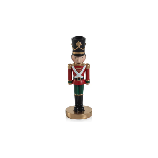 Nutcracker Taper Holder Red & Green 8"