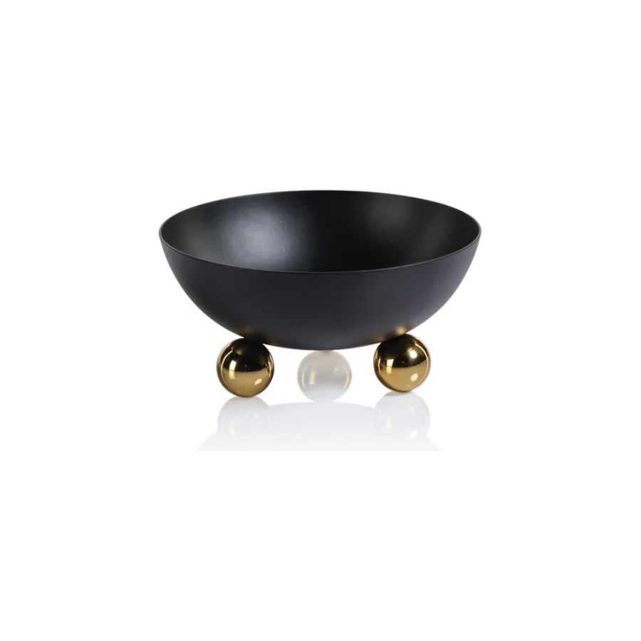 Condiment Bowl - Black with Gold Feet