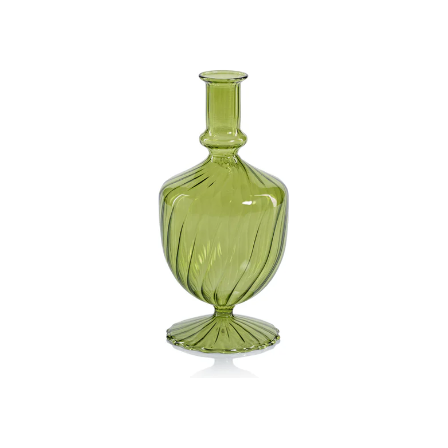 Venetian Spiral Vase Green Urn Shape