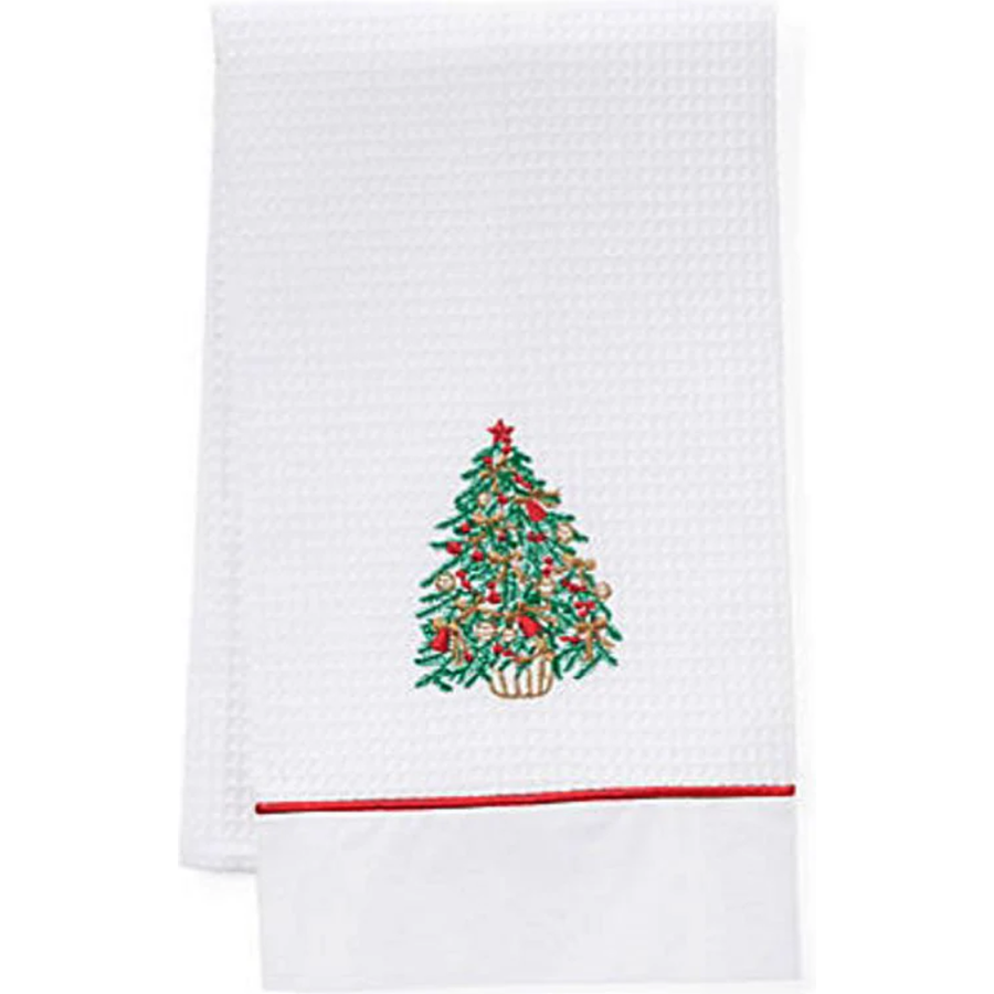 Guest Towel Waffle Weave and Satin Trim Christmas Tree