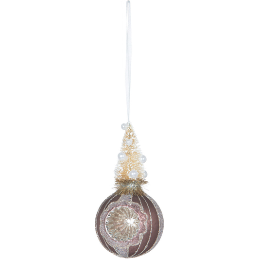 Frosted Sisal Tree on Reflector Ball Antique Rose