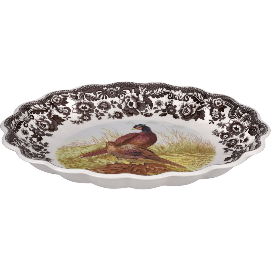 Woodland Oval Fluted Dish 14.5" Pheasant